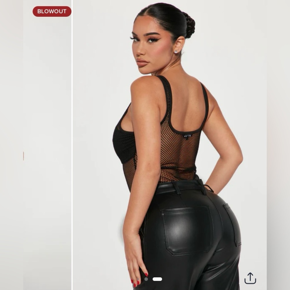 Fashion Nova Don’t Get Caught Up Black Fishnet Bodysuit - Picture 3 of 15